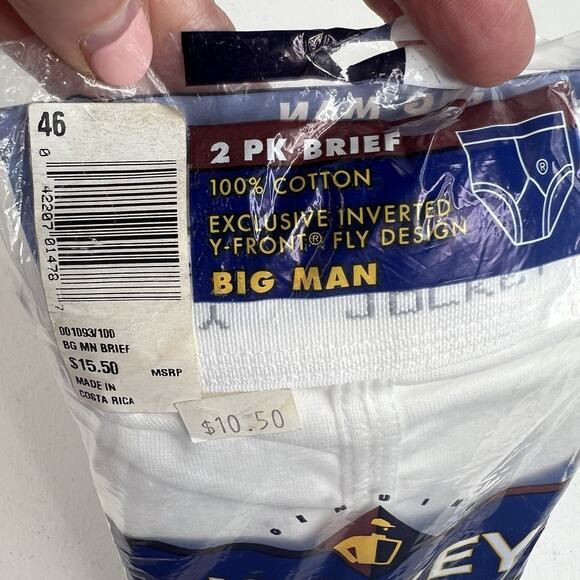 JOCKEY Sz 46 Classic Big Man Briefs Underwear Y-Front 2 Pack White Vtg Y2K 2000 - Picture 3 of 9